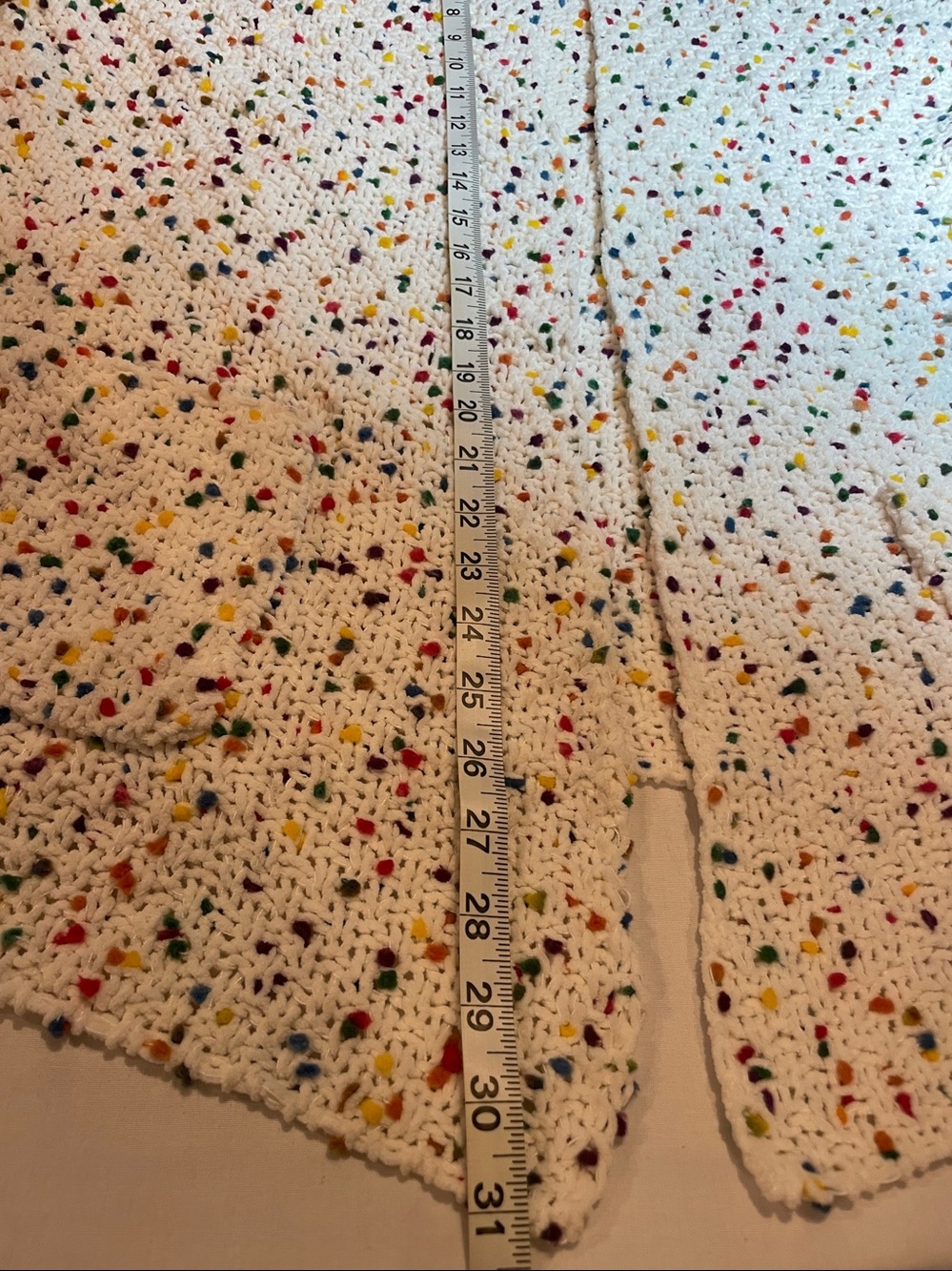 moon & madison White Crochet Cardigan with Multicolor Speckles - Picture 4 of 7